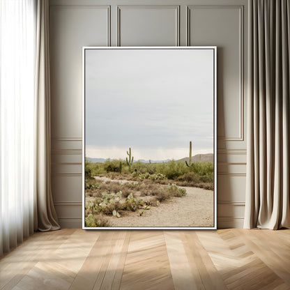 55042528-MGV-FC-24X36_White-Minimalist Landscape Wall Art Canvas Print, Framed Rustic Boho Canvas Art Picture Print, Earthy Tones Art Perfect Southwestern