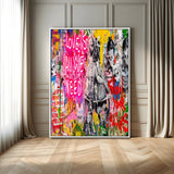 23129-MGV-FC-24X36_White-Street Love Wall Art Canvas Print, Framed Pop Graffiti Art Picture Print, Neon Lettering Perfect Urban Pop Decor Artwork