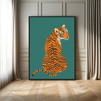 12468-MGV-FC-24X36_Black-Tiger Wall Art – Modern Jungle Cat Canvas Print, Bold Wildlife Animal Decor for Bedroom, Office, Living Room or Nature Inspired