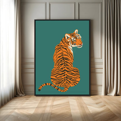 12468-MGV-FC-24X36_Black-Tiger Wall Art – Modern Jungle Cat Canvas Print, Bold Wildlife Animal Decor for Bedroom, Office, Living Room or Nature Inspired