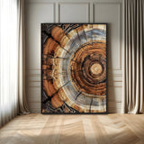 28233914-MGV-FC-24X36_Black-Tree Rings Wall Art Canvas Print, Framed Wood Texture Art Picture Print, Rustic Pattern Perfect Rustic Organic Decor Artwork