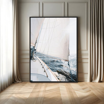 95570785-MGV-FC-24X36_Black-Sailing Boat Wall Art Canvas Print, Framed Bright Nautical Art Picture Print, Sailing Sea Perfect Coastal Minimalist Decor Artwork