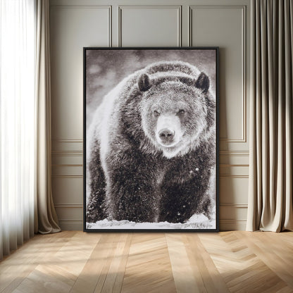 37297892-MGV-FC-24X36_Black-Bison Portrait Wall Art Canvas Print, Framed Rustic Wall Accent Art Picture Print, Lodge Style Perfect Rustic Lodge Decor Artwork