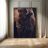 56758157-MGV-FC-24X36_Black-Bison Portrait Wall Art Canvas Print, Framed Rustic Wall Accent Art Picture Print, Lodge Style Perfect Rustic Lodge Decor Artwork