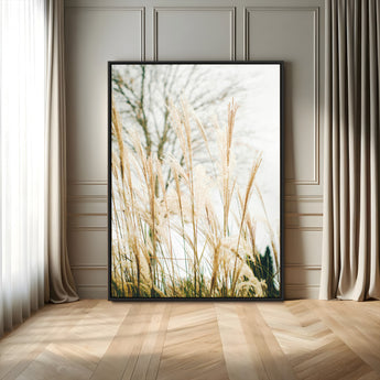 17571705-MGV-FC-24X36_Black-Pampas Grass Wall Art Canvas Print, Framed Neutral Tones Art Picture Print, Minimalist Nature Perfect Boho Minimalist Decor
