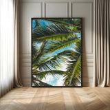 31086560-MGV-CV-24X36-Palm Leaves Wall Art Canvas Print, Framed Tropical Vibes Art Picture Print, Green Foliage Perfect Tropical Boho Decor Artwork