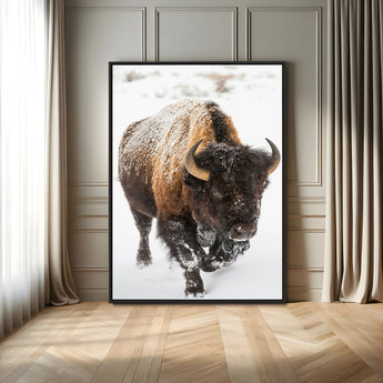 19448944-MGV-FC-24X36_Black-Winter Wilderness Wall Art Canvas Print, Framed Brown Tones Art Picture Print, Nature Close-Up Perfect Rustic Lodge Decor Decor