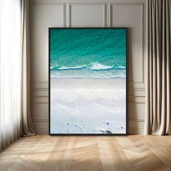 26150405-MGV-FC-24X36_Black-Soft Waves Wall Art Canvas Print, Framed Seaside Escape Art Picture Print, Minimalist Beach Aesthetic Perfect Coastal Minimalist