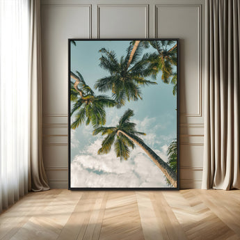 80452931-MGV-FC-24X36_Black-Tropical Palm Trees Wall Art Canvas Print, Framed Coastal Nature Art Picture Print, Relaxing Summer Vibes Perfect Boho Coastal