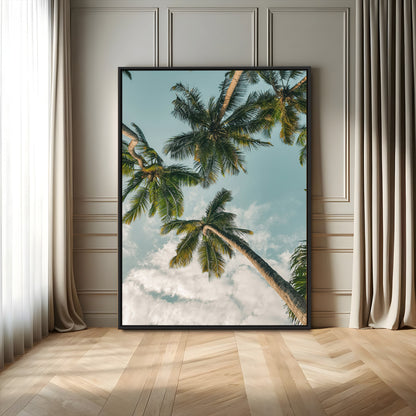 80452931-MGV-FC-24X36_Black-Tropical Palm Trees Wall Art Canvas Print, Framed Coastal Nature Art Picture Print, Relaxing Summer Vibes Perfect Boho Coastal