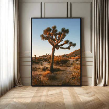 96503558-MGV-FC-24X36_Black-Joshua Tree Wall Art Canvas Print, Framed Desert Sunset Art Picture Print, Golden Hour Light Perfect Southwestern Boho Decor
