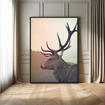 22632976-MGV-FC-24X36_Black-Deer Canvas Print Wall Art Canvas Print, Framed Woodland Animal Decor Art Picture Print, Rustic Lodge Wall Art Perfect Rustic