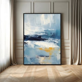 80358-MGV-FC-24X36_Black-Abstract Seascape Wall Art Canvas Print, Framed Coastal Horizon Art Picture Print, Textured Ocean Perfect Minimal Coastal Decor