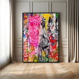 23129-MGV-FC-24X36_Black-Street Love Wall Art Canvas Print, Framed Pop Graffiti Art Picture Print, Neon Lettering Perfect Urban Pop Decor Artwork