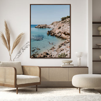 97854283-MGV-CV-24X36-Turquoise Cove Wall Art Canvas Print, Framed Ibiza Beach Art Picture Print, Mediterranean Shore Perfect Boho Coastal Decor Artwork