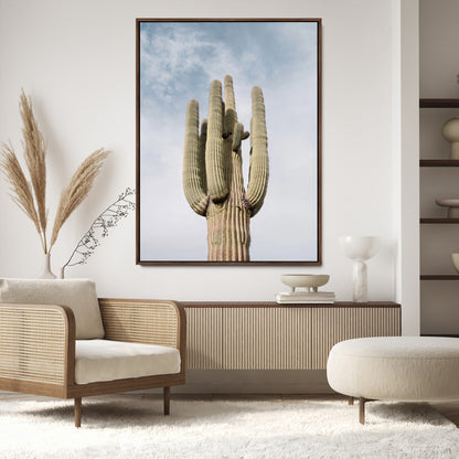 44868276-MGV-CV-24X36-Saguaro Cactus Wall Art Canvas Print, Framed Earthy Desert Art Picture Print, Warm Botanical Perfect Southwestern Boho Decor