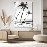 50406026-MGV-CV-24X36-Black White Palms Wall Art Canvas Print, Framed Tropical Beach Art Picture Print, Minimalist Coastal Perfect Coastal Minimalist