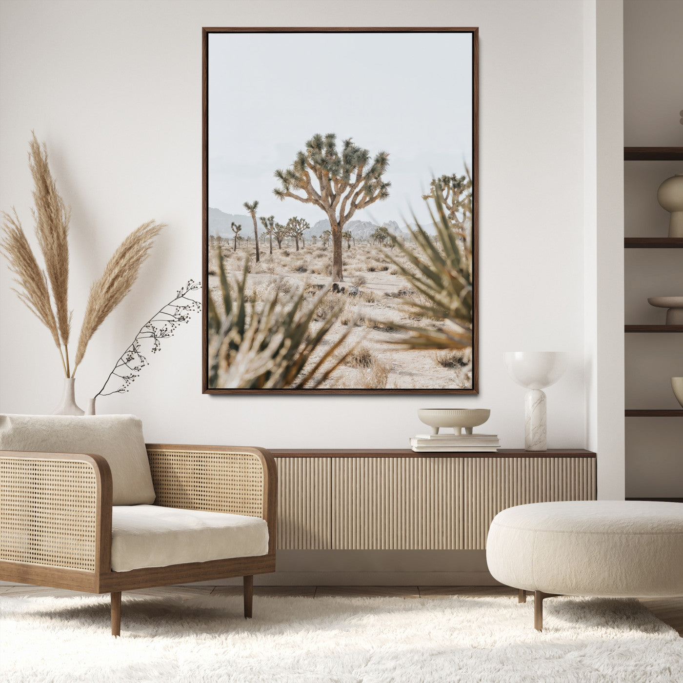 24058625-MGV-CV-24X36-Joshua Tree Wall Art Canvas Print, Framed Earthy Desert Art Picture Print, Neutral Desert Perfect Southwestern Minimalist Decor