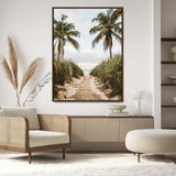 47319550-MGV-CV-24X36-Tropical Beach Wall Art Canvas Print, Framed Rustic Sand Art Picture Print, Palm Tree Perfect Tropical Coastal Decor Artwork