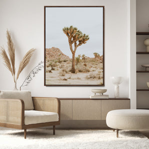 80210318-MGV-CV-24X36-Joshua Tree Wall Art Canvas Print, Framed Desert Minimalism Art Picture Print, Neutral Earth Tones Perfect Southwestern Minimalist