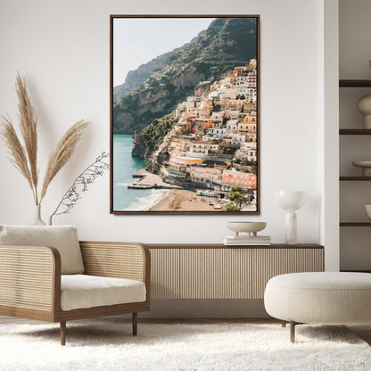 28897019-MGV-CV-24X36-Positano Coastline Wall Art Canvas Print, Framed Amalfi Architecture Art Picture Print, Italian Riviera Perfect Mediterranean