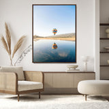 98091684-MGV-CV-24X36-Hot Air Balloon Wall Art Canvas Print, Framed Flight Reflection Art Picture Print, Peaceful Lakeside Perfect Modern Minimalist