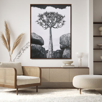 60628080-MGV-CV-24X36-Bold Tree Silhouette Wall Art Canvas Print, Framed Sculptural Tree Shape Art Picture Print, Desert Tree Perfect Modern Desert