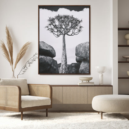 60628080-MGV-CV-24X36-Bold Tree Silhouette Wall Art Canvas Print, Framed Sculptural Tree Shape Art Picture Print, Desert Tree Perfect Modern Desert