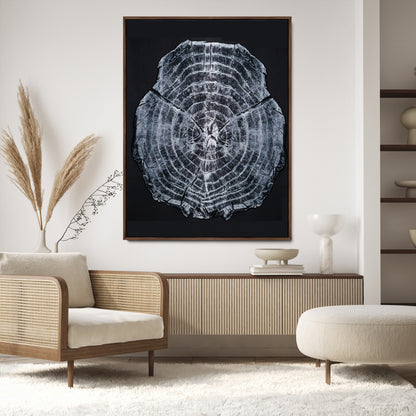 67859667-MGV-CV-24X36-Tree Ring Wall Art Wall Art Canvas Print, Framed Wood Slice Canvas Art Picture Print, Monochrome Nature Decor Perfect Modern