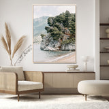 28003346-MGV-CV-24X36-Beach Trees Wall Art Canvas Print, Framed Earthy Beachside Art Picture Print, Beachside Nature Perfect Rustic Coastal Decor