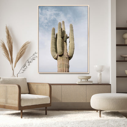 44868276-MGV-CV-24X36-Saguaro Cactus Wall Art Canvas Print, Framed Earthy Desert Art Picture Print, Warm Botanical Perfect Southwestern Boho Decor