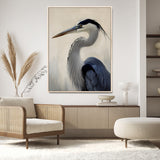 60171823-MGV-CV-24X36-Blue Heron Wall Art Canvas Print, Framed Coastal Bird Theme Art Picture Print, Minimalist Wildlife Perfect Coastal Minimalist