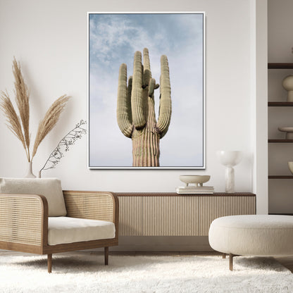 44868276-MGV-CV-24X36-Saguaro Cactus Wall Art Canvas Print, Framed Earthy Desert Art Picture Print, Warm Botanical Perfect Southwestern Boho Decor
