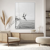 74555508-MGV-CV-24X36-Black White Sailing Wall Art Canvas Print, Framed Ocean Adventure Art Picture Print, Summer Energy Perfect Modern Minimalism Decor