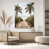 47319550-MGV-CV-24X36-Tropical Beach Wall Art Canvas Print, Framed Rustic Sand Art Picture Print, Palm Tree Perfect Tropical Coastal Decor Artwork