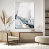 95570785-MGV-CV-24X36-Sailing Boat Wall Art Canvas Print, Framed Bright Nautical Art Picture Print, Sailing Sea Perfect Coastal Minimalist Decor Artwork