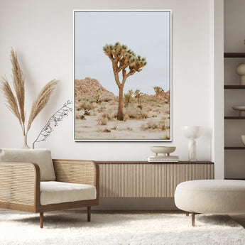 80210318-MGV-CV-24X36-Joshua Tree Wall Art Canvas Print, Framed Desert Minimalism Art Picture Print, Neutral Earth Tones Perfect Southwestern Minimalist
