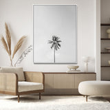 67263674-MGV-CV-24X36-Lone Palm Tree Wall Art Canvas Print, Framed Minimalist Tropical Art Picture Print, Monochrome Beach Perfect Modern Coastal