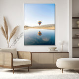 98091684-MGV-CV-24X36-Hot Air Balloon Wall Art Canvas Print, Framed Flight Reflection Art Picture Print, Peaceful Lakeside Perfect Modern Minimalist