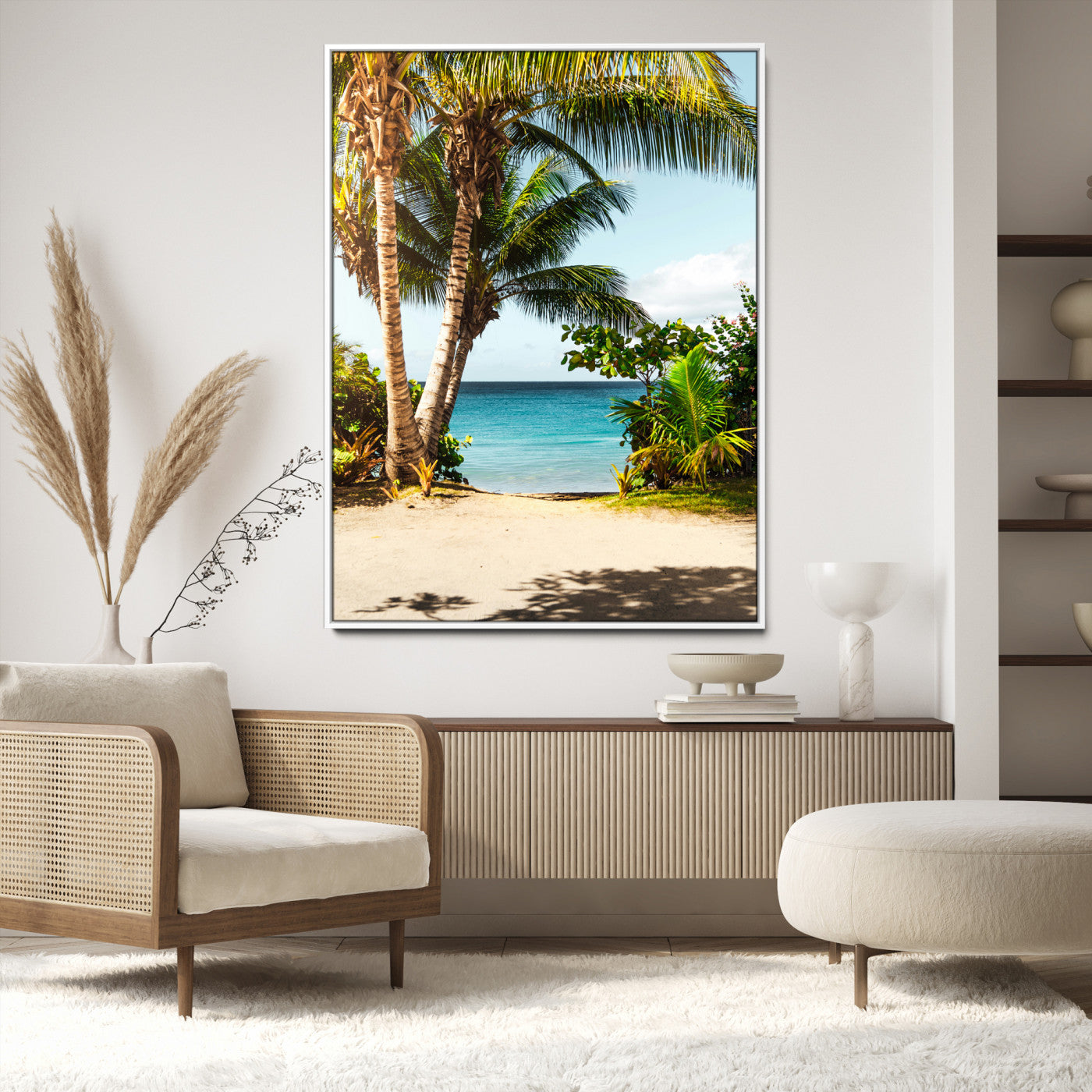 10046923-MGV-CV-24X36-Palm Tree Canvas Wall Art Canvas Print, Framed Coastal Wall Art Art Picture Print, Island Wall Decor Perfect Coastal Tropical