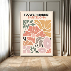 26849-MGV-FC-24X36_Natural-Flower Market Barcelona Wall Art – Modern Floral Poster Print, Minimalist Botanical Artwork for Living Room, Bedroom, or Office