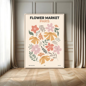 63455-MGV-FC-24X36_Natural-Flower Market Paris Wall Art – Modern Floral Poster Print, Minimalist Botanical Artwork for Living Room, Bedroom, or Office Decor