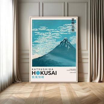 21454-MGV-FC-24X36_Natural-Hokusai Mount Fuji Wall Art – Fine Wind Clear Morning Japanese Canvas Print, Classic Ukiyo e Mountain Decor for Home, Office or
