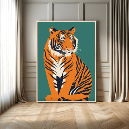 73620-MGV-FC-24X36_Natural-Tiger Wall Art – Bold Wildlife Canvas Print of Majestic Jungle Cat, Modern Animal Home Decor for Bedroom, Office, Living Room or