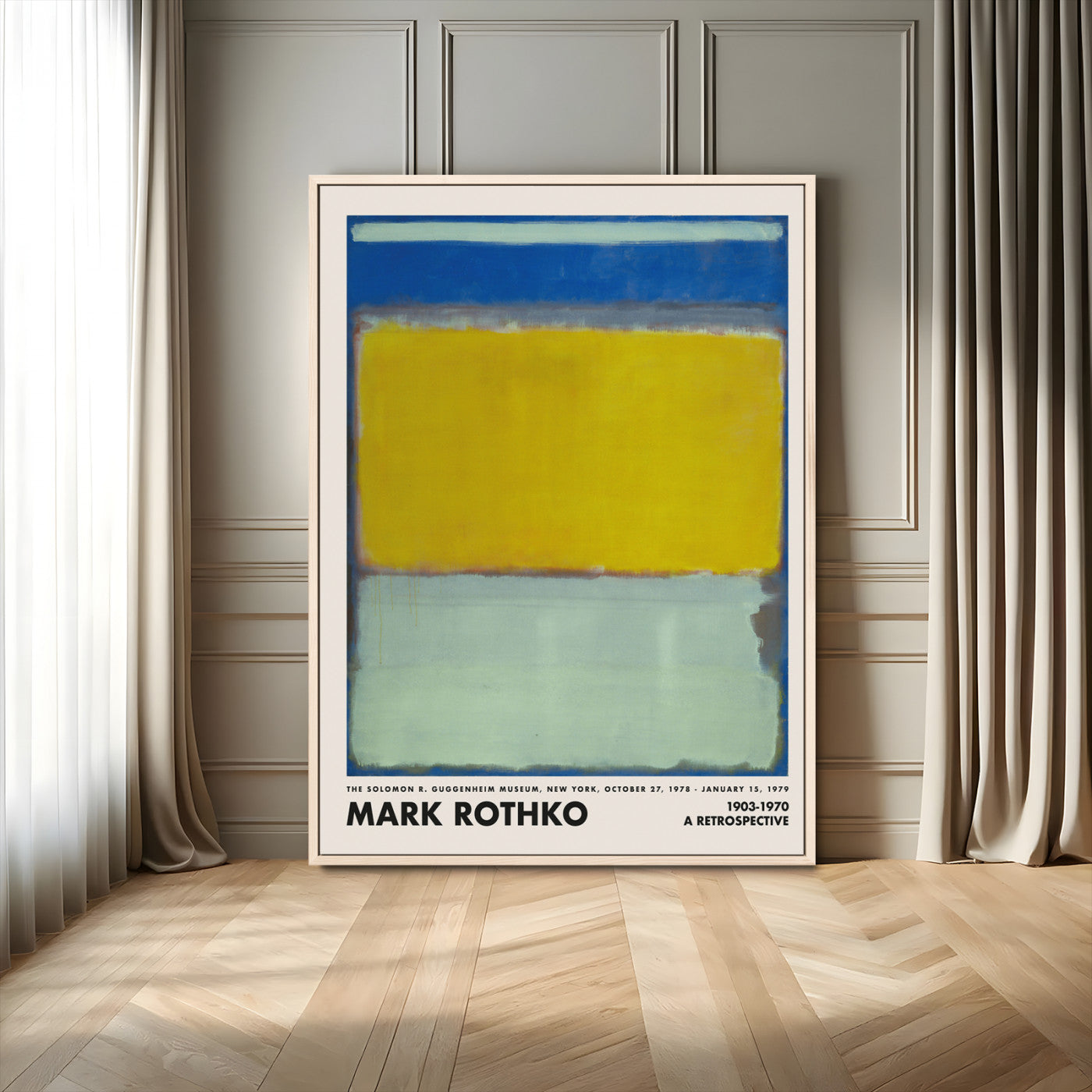 27757-MGV-FC-24X36_Natural-Mark Rothko Abstract Wall Art – Blue and Yellow Color Field Canvas Print, Modern Minimalist Painting Poster for Living Room,