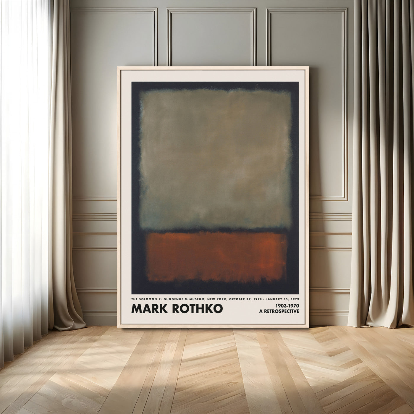 55077-MGV-FC-24X36_Natural-Mark Rothko Abstract Wall Art – Brown and Black Color Field Canvas Print, Modern Minimalist Painting Poster for Living Room,