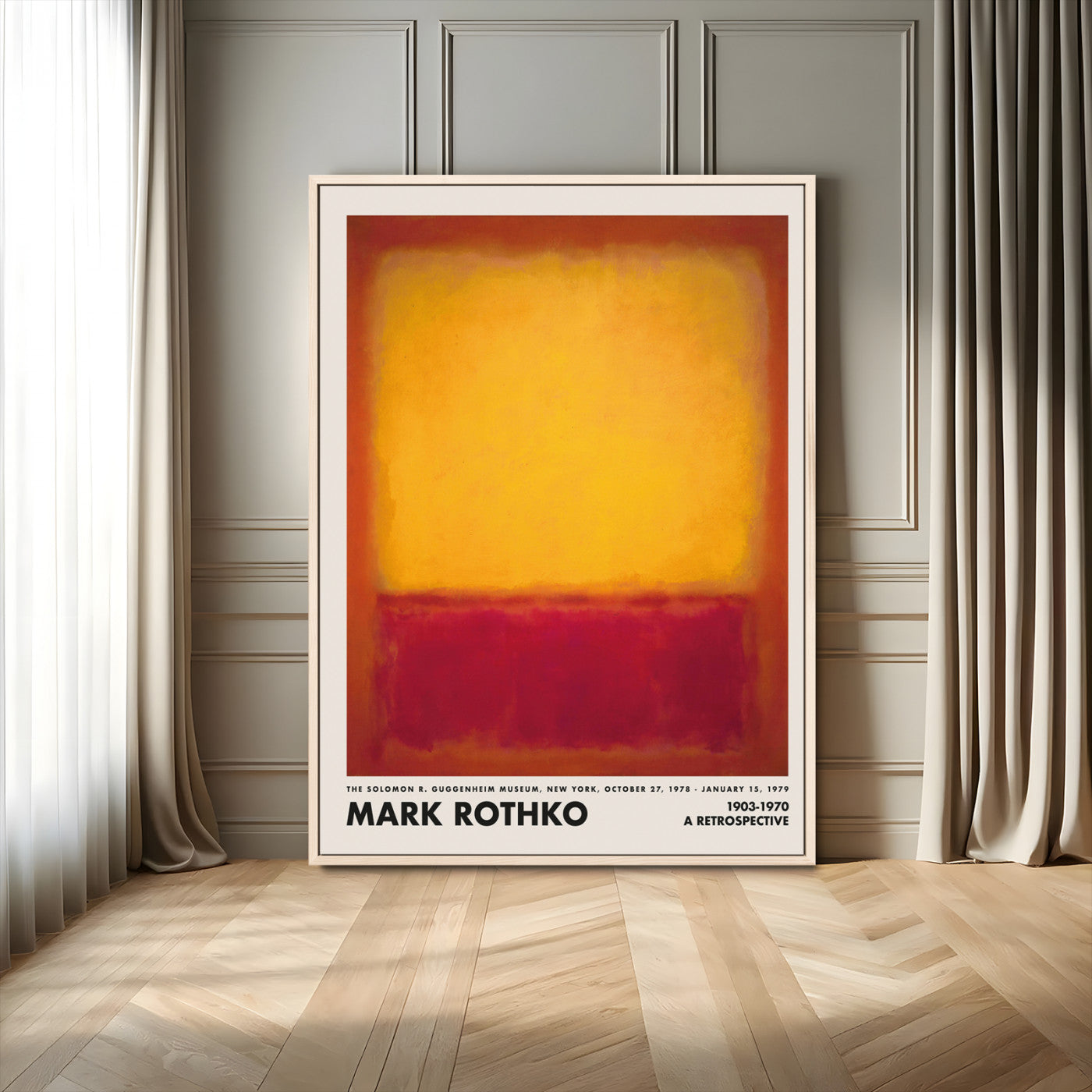 59724-MGV-FC-24X36_Natural-Mark Rothko Abstract Wall Art – Yellow and Red Color Field Canvas Print, Modern Minimalist Painting Poster for Living Room, Office