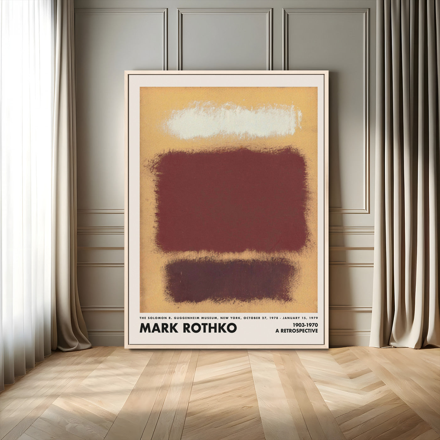 63538-SEG-FC-90X60_Oversize_Oversize-Mark Rothko Abstract Wall Art – Brown and Beige Color Field Canvas Print, Modern Minimalist Painting Poster for Living Room,
