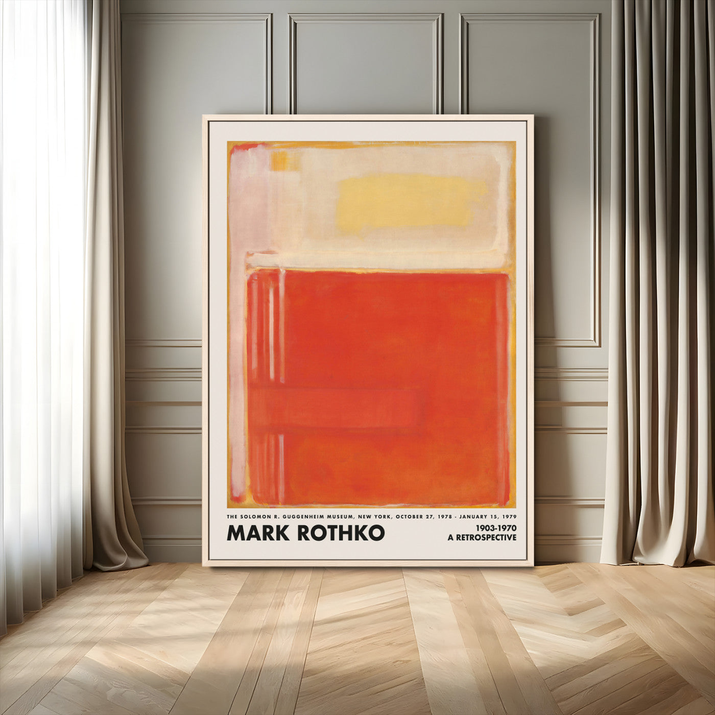70385-MGV-FC-24X36_Natural-Mark Rothko Abstract Wall Art – Red and Yellow Color Field Canvas Print, Modern Minimalist Painting Poster for Living Room, Office