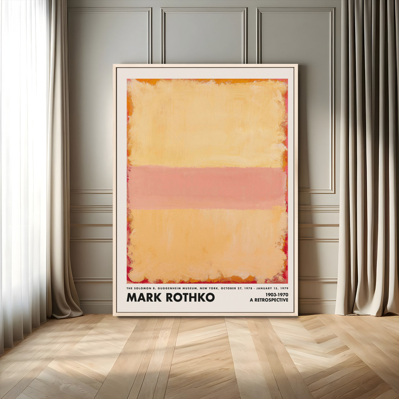 42737-MGV-FC-24X36_Natural-Mark Rothko Abstract Wall Art – Beige and Pink Color Field Canvas Print, Modern Minimalist Painting Poster for Living Room, Office